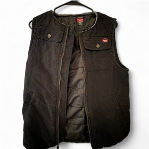 Wrangler Black Utility workwear Vest - Cut off Collar Size small